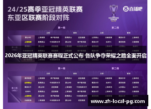 2026年亚冠精英联赛赛程正式公布 各队争夺荣耀之路全面开启 2026年亚冠精英联赛赛程正式公布 各队争夺荣耀之路全面开启